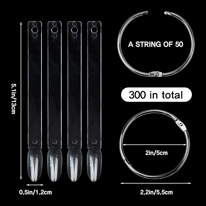 Medium Oval Nail Art Practice Tips, BORNBYME 100pcs Clear Nail Polish Swatch Sticks Tips Nail Sample Sticks for Gel Nail Polish Color Display