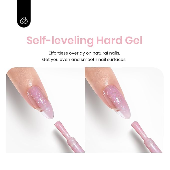 Beetles Builder Gel Set,6 Colors Glitter Shimmer 7 in 1 Nude Pink White Nail Thickening Strengthening Building Apex for Beginner DIY Salon at Home,Shimmer Builder Nail Gel,UV & LED Lamp Cured Needed