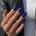 Matte Royal Blue Press on Nails Almond Shaped Medium Almond Nails Press on Neutral Acrylic Nails Reusable Fake Nails for Women, Glue on Nails Medium Length Stiletto False Nails Gel Artificial Nails