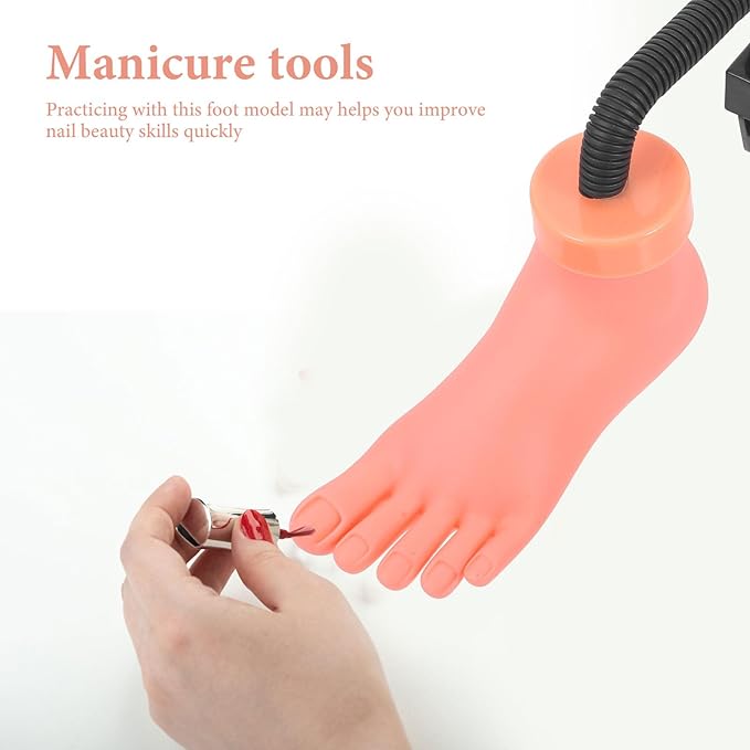 FRCOLOR Nail Art Practice Foot Model Flexible Manikin Silicone Pedicure Training Tool for Manicure Nail Tips Application