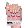 Valentines Day Glamnetic Press On Nails - Rose Garden | Semi-Transparent Red French Tip Short Almond Fake Nails in a Glossy Finish, Salon Quality | 15 Sizes - 30 Nail Kit