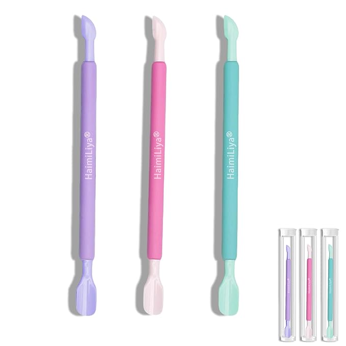 3Pcs Plastic Cuticle Pusher, Dual-end Dead Skin Nail Pusher Nail Dirt Cleaner Tool Gel Polish Remover Tool, Gentle Plastic Pusher, Manicure Tool
