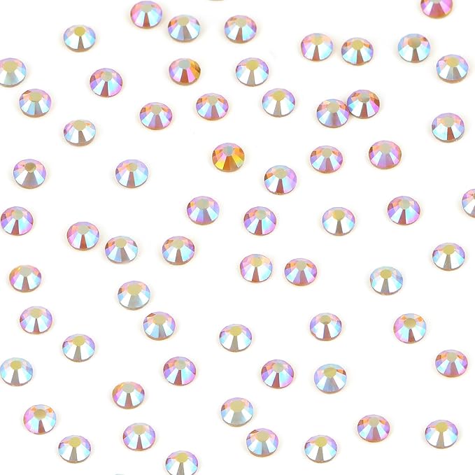Bymitel Hotfix Crystal Rhinestones Round Gems Iron on DIY Jewelry Making Flat Back for Crafts,Topaz AB, 2mm(SS6/2880pcs)