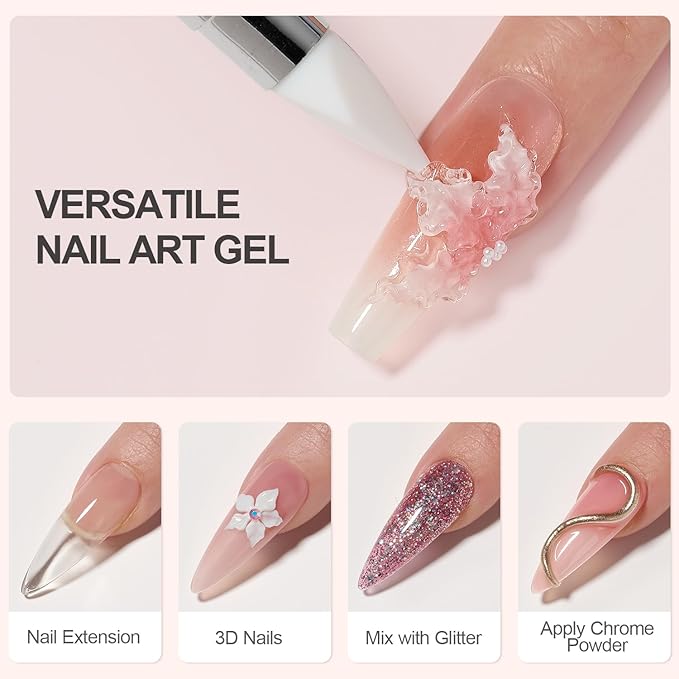 GAOY Clear 3D Sculpting Gel for Nail Art, 15g Solid Nail Gel Non-Sticky Hard Builder Gel for Carving, Molding and Building