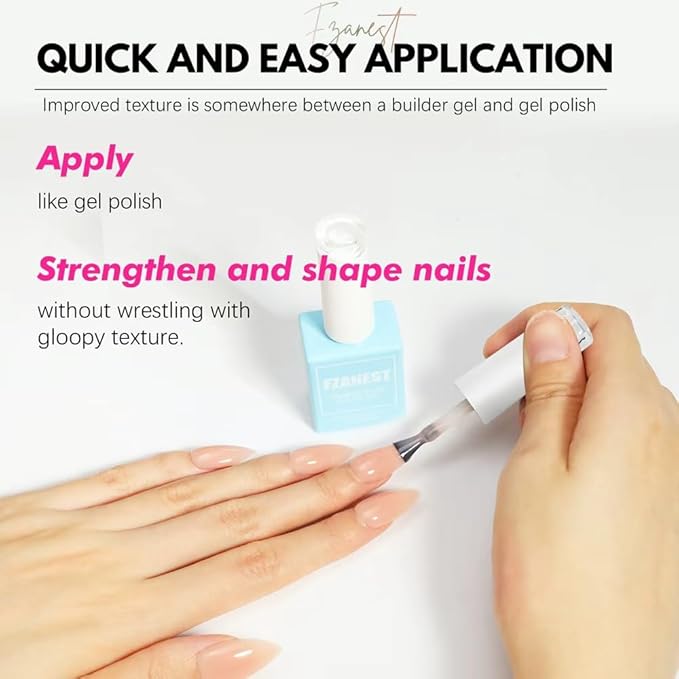 FZANEST Hema-Free Nude Gel Polish Rubber Base Set, 6 Colors Self-leveling Quick Builder Gel for Nail Overlays Sculpting Repair French Tips Base Colors Long-Lasting Base Salon-Quality Nails At Home