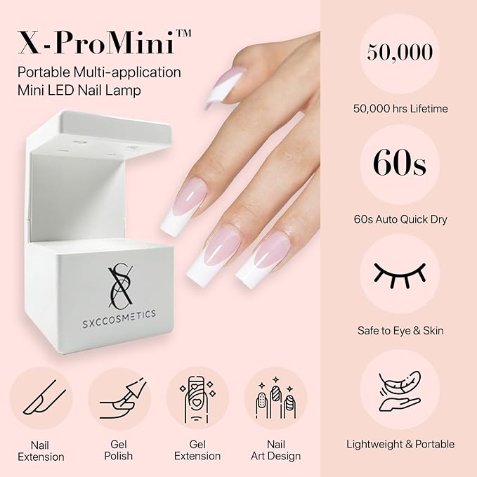SXC Cosmetics French Tip Press On Nails Brown Series, Small Coffin X-Pro Tips Starter Kit