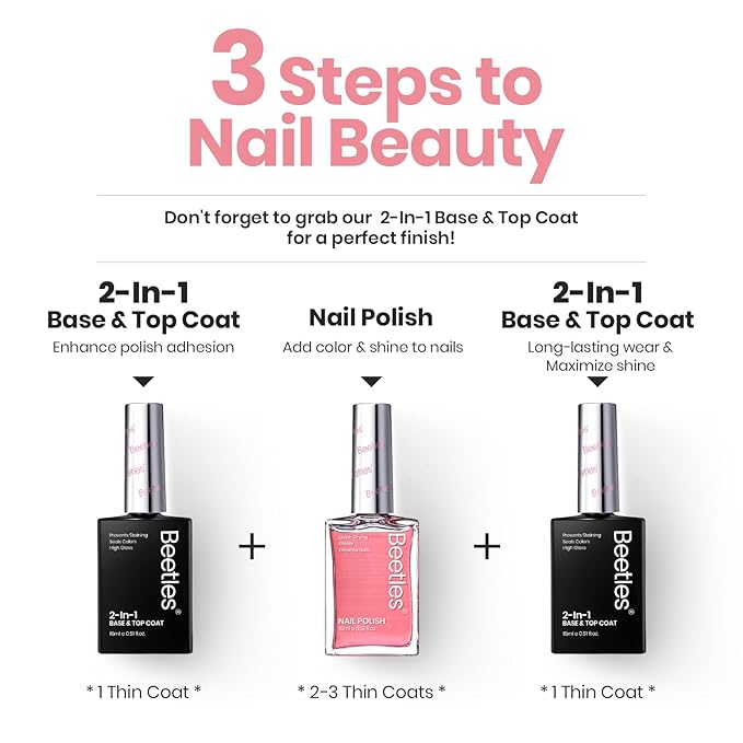 Beetles Nail Strengthener, Jelly Pink Nail Natural Concealer Foundation Polish Sheer Pink Air Dry Nail Growth Polish for Damaged Nails Imperfection Masking Gifts for Women 15ml