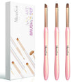 MelodySusie 3Pcs Nail Art Clean Up Brushes,Flat/Oval/Angled Gel Nail Brushes,For Nail Art Design Painting DIY and Cleaning Polish Mistake on the Cuticles Or Gel Application