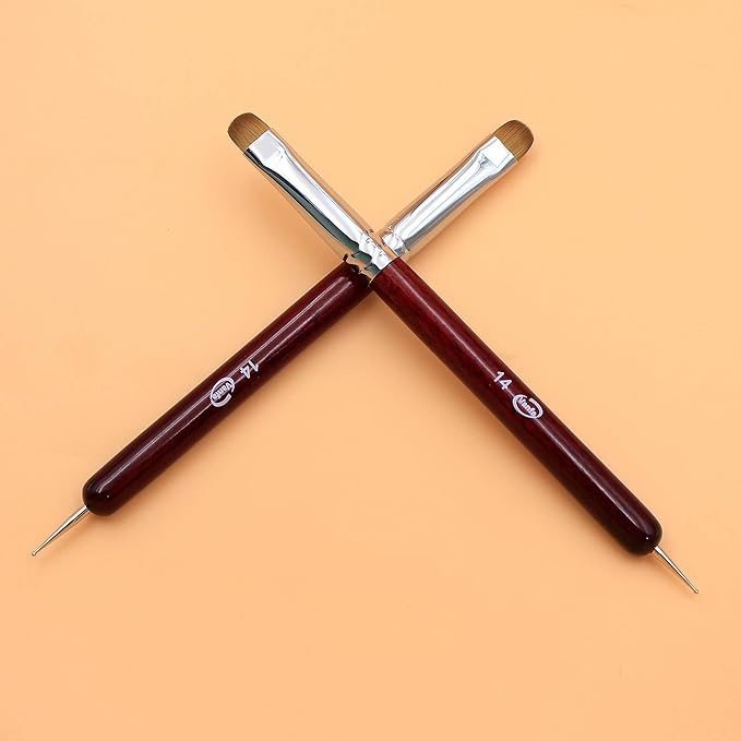 Vanfa Detailing Nail Art French Brush With Doting Tool Size #14 (Pack of 2)