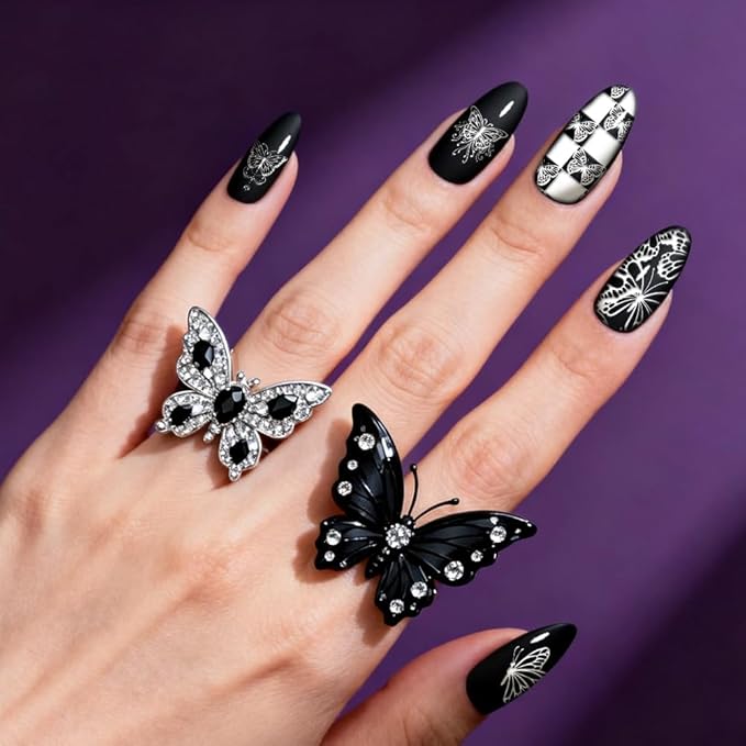 PH PandaHall 3pcs Butterfly Nail Stamping Plate Gothic Butterfly with Skull Nail Art Stamper Nails Art Plates Manicure Design Stamp Nails Image Plates for Manicure Design Salon Supplies