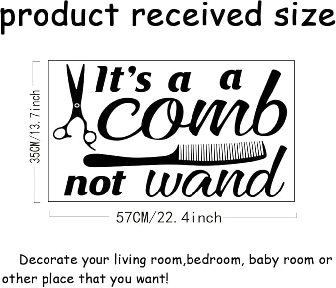 SUPERDANT It's A Comb Not Wand Wall Stickers Combs and Barber Scissors Vinyl Wall Decals Barbershop Art Wall Pantry Barber's StoreDIY Decoration Door Decoration Barber Shop Wall Decoration