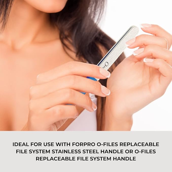 ForPro Professional Collection O-Files Replaceable File System Refills, White, 240 Grit, Manicure Nail File Refills, 3.9" L x .6" W, 50-Count