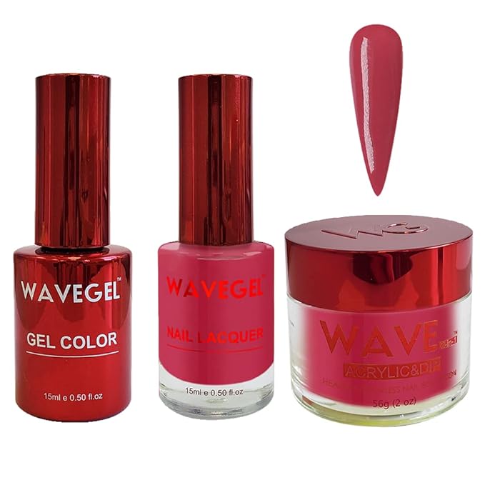 WAVEGEL Soak-Off Gel, Nail Lacquer & Acrylic/Dip Powder Matching Set - Queen Collection - #065 Berry Berry Broadway