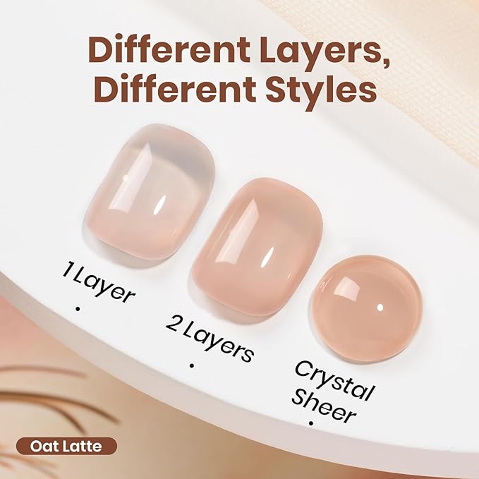 Beetles Nude Brown Gel Nail Polish - 8ml Hema Free Natural Nude Jelly Gel Polish Nail Concealer Fall Color Sheer Translucent Effect Soak Off UV Oat Latte Collection Nail Art Manicure Gift for Women