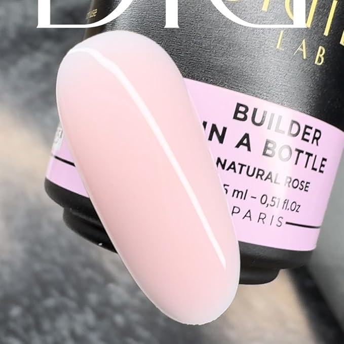 Didier Lab Premium Nail Builder Gel in a Bottle Natural Rose - LED UV Builder Gel for Strengthening and Repairing Natural Nails - 0.51 fl oz