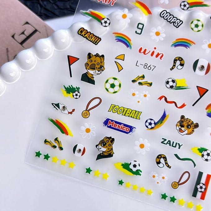 World Cup Nail Stickers Football Soccer Competition Nail Decals Stickers