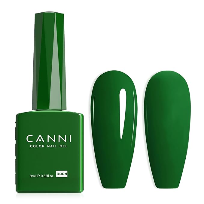 CANNI Dark Green Gel Nail Polish, 1Pcs Emerald Green Gel Polish Color High Gloss Soak Off U V Nail Manicure Salon DIY