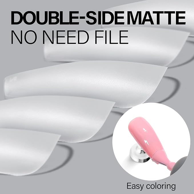 AILLSA Medium Coffin Nails Tips - Upgraded Matte Soft Full Cover Gel Nail Tips No Filed, 240Pcs Pre-shaped Gelly Tips Acrylic Clear Fake Press On Nail Tips for Soak Off Nail Extension 10 Sizes