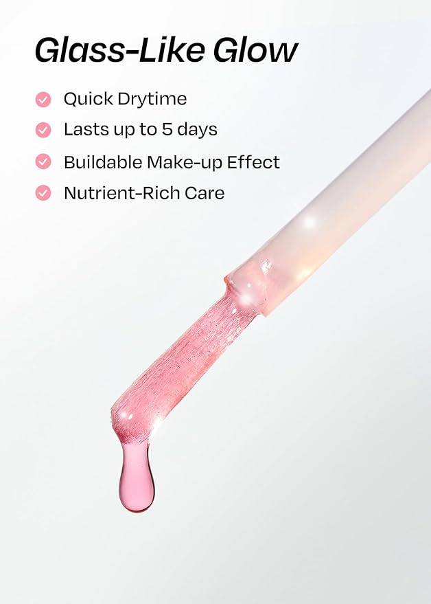 ohora Natural Glow Water Syrup Nail Strengthener (Peach) - Tinted Nail Hardener for Brittle, Damaged Nails, Quick-Dry Glossy Finish, Nail Repair & Growth, 15 mL