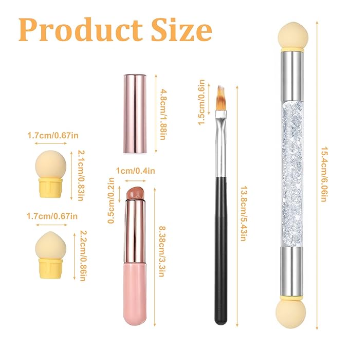 9 Pcs Ombre Nail Brush Silicone Nail Brushes Gradient Nails Sponges Nails Design Brushes Double-Head Sponge Pen for French Tip