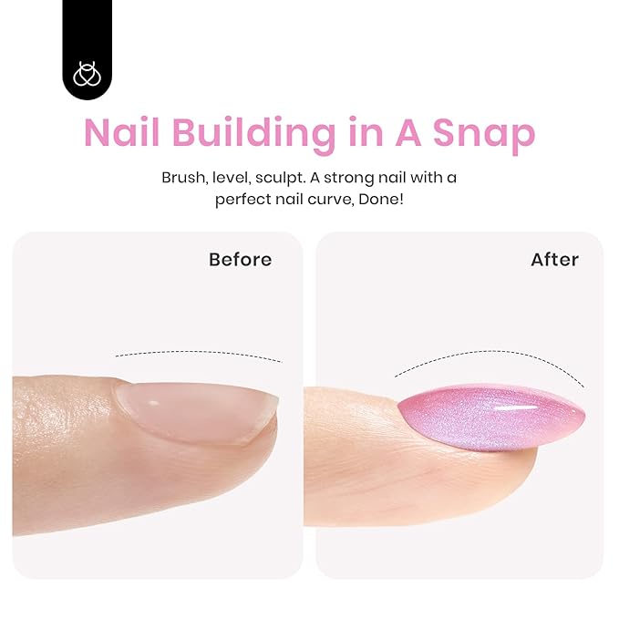 Beetles Builder Gel for Nails,Pearl Shimmer 6 Colors Builder Gel Set for Building Apex & Nail Extension Uv Led White Pink Purple Mermaid Drawing Strengthener for Thin Nails Beauty Gift Sets for Women