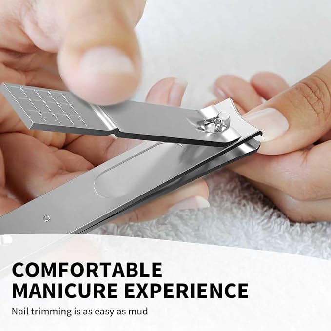 Nail Clippers Set - Toenail Clippers & Fingernail Clipper Combo, Dual-Size Stainless Steel Nail Cutters for Home/Travel, Anti-Slip Grip, Ingrown Nail Care Tool