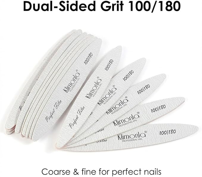 25pcs Professional Oval Nail Files Emery Board Set 100/180 Grit Dual-Grit Buffer Files for Natural & Acrylic Nails Tools Suit for Home Salon