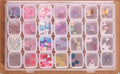 28 Cells 3D Heart Star Nail Art Decorations Gradient Colorful Soft Fudge Designs Sweet Candy DIY Studs For Nails Manicure Nail Art Rhinestone Bead Plastic Storage Box Diamond Accessories Tool