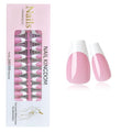 240PC White French Tip Press on Nails Medium Fake Nails Press ons with 5*Adhesive Tabs, Pink Coffin Acrylic Nail Press on Nail French Tip Nails False Artificial Fingernails Stick on Nails-A