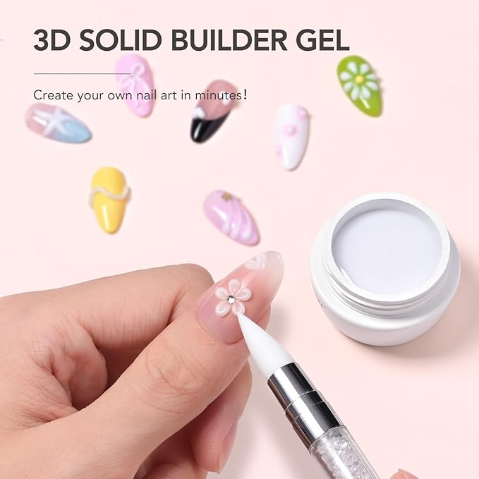GAOY White 3D Sculpting Gel for Nail Art, 15g Solid Nail Gel Non-Sticky Hard Builder Gel for Carving, Molding and Building