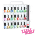JIASHENG Nail Polish Organizer Case for 48 Bottles, Gel Nail Polish Storage Holder Double Side Adjustable Space Divider for Acrylic Nail Gel Dip Powder Tips Set with Two Toe Separator