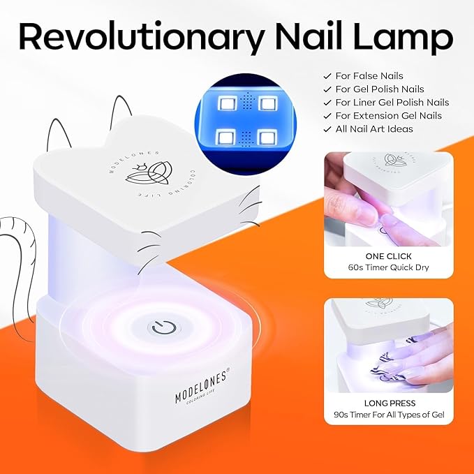 modelones Gel Nail Kit Almond, Upgrade 15Sizes Fake Nails, 9-in-One Glue Dehydrator & Mini U V Light Clipper, 510Pcs Medium Almond Press on Tips for Extension DIY Salon Home Gift (Pack of 2)