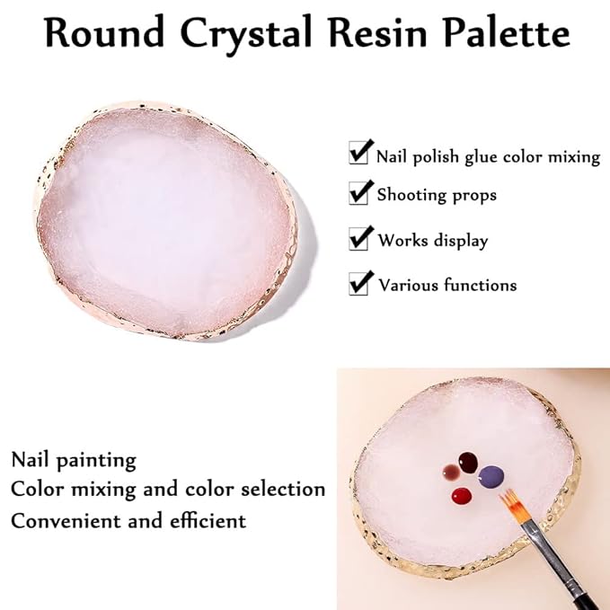 AKOAK 1 Pack Phnom Penh Resin Crystal Agate Palette Nail Art Gel Nail Polish Palette Nail Piece Display Tool,White