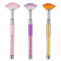 SILPECWEE 3pcs Fan Brushes for Acrylic Nails, Ombre Nail Brush Dip Power, Glitter Makeup Glitter Nail Clean Up Brushes Nail Polish Brush Nail Pen Nail Art Brushes Manicure Brush Nail Art Tool