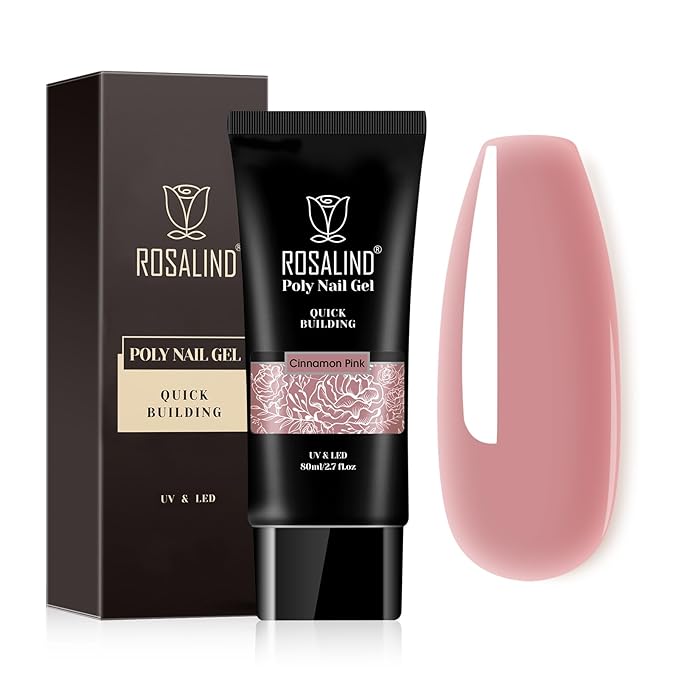 ROSALIND Nude Pink Poly Extension Gel, 80ml/2.7 oz Purple Nude Poly Gel Building Enhancement for Fall Colors Nail Art Decoration, Nail Thickening Extension Easy to DIY Use at Home Need UV Lamp