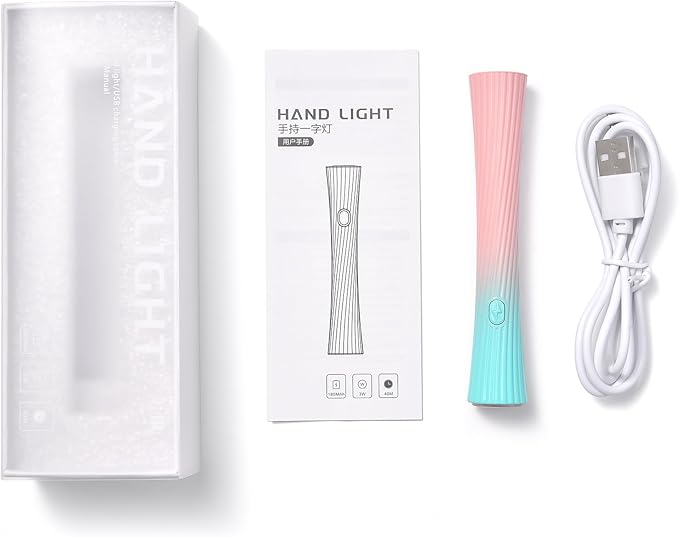 Handheld UV Light for Gel Nails Pink Green Gradient Nail Lamp Portable Cordless Rechargeable Type-C Nail Dryer with Display for Fast Curing, DIY Nails Tool, for Home DIY & Nail Salon