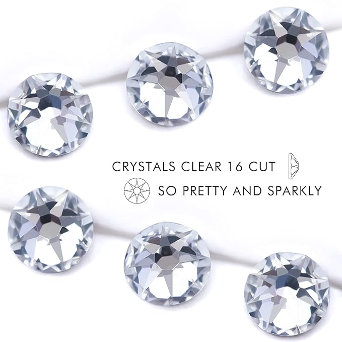 Rhinestones 16 Cut Non Hotfix Flatback Rhinestones for Crafts Glass Nail Rhinestones Nail Gems Crystals Rhinestones for Makeup Bags Shoes Decoration DIY(SS30,288pcs,Clear)