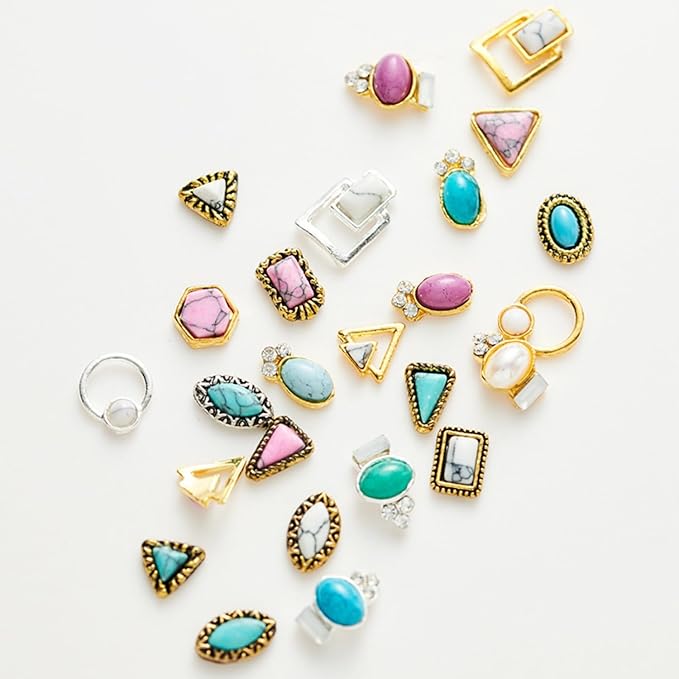 Turquoise Nail Art 3D Nail Products with Hollowed Out Design Nail Accessories Western Nail Art Retro Pendants Suitable for DIY Nail Art (150pcs)