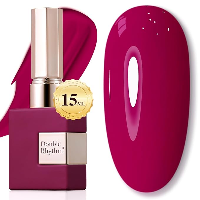 Double Rhythm 15ML Gel Polish Pure Sheer Same Color Same Bottle Soak Off Gel Polish Art Manicure Salon DIY at Home for Women (Wine Red-A1456)