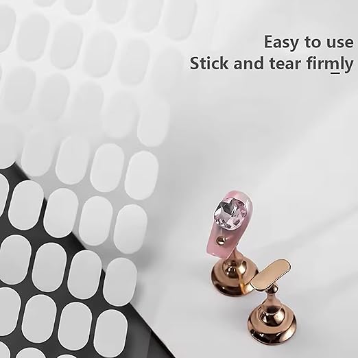 1200Pcs Double Sided Nail Tape (Pre-Cut 0.51×0.31 in.) Clear Adhesive Tapes for Press on Nails, False Nail Display Strips for Nail Stand Practice Putty Nail Holder Nail Book Nail Supplies