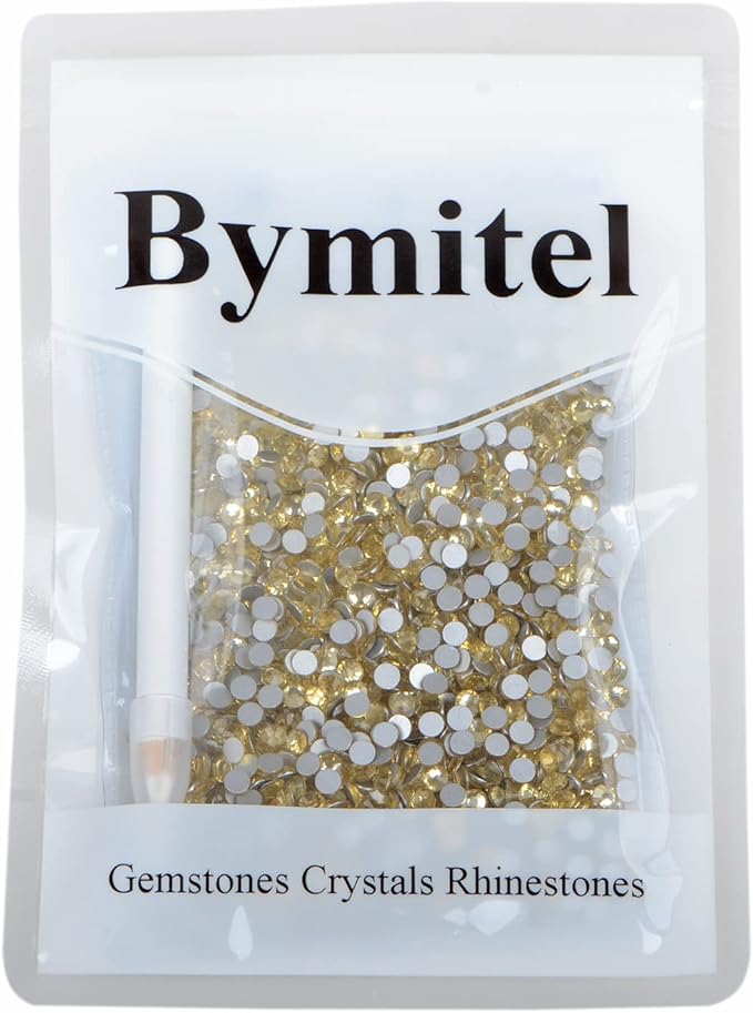 1440PCS Art Nail Rhinestones Non Hotfix Glue Fix Round Crystals Glass Flatback for DIY Jewelry Making with one Picking Pen (ss16 1440pcs, Jonquil)