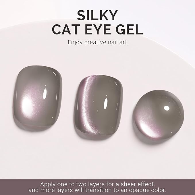 MelodySusie Silky Cat Eye Gel Nail Polish, Nude Glitter Holographic Magnetic Nail Polish with Magnet, 0.5 Fl Oz UV Nail Polish for Nail Art Manicure Salon DIY at Home B5404