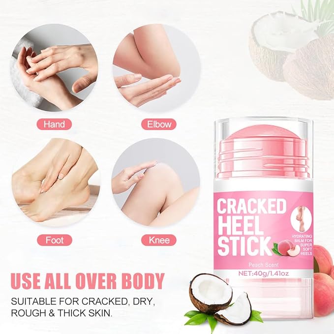 60% Urea Cream plus 2% Salicylic Acid - 1.41 * 2 oz Urea Foot Hand Cream Stick for Removing and Smoothing Cracked Hands Elbows Feet Knees, Moisturizes and Hydrates the Dry Skin, Peach Scent