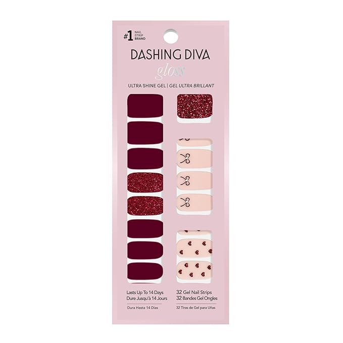 Dashing Diva Gloss Nail Strips - Baby Girl - UV Free, Chip Resistant, Long Lasting Gel Stickers - Contains 32 Wraps, 1 Prep Pad, 1 File