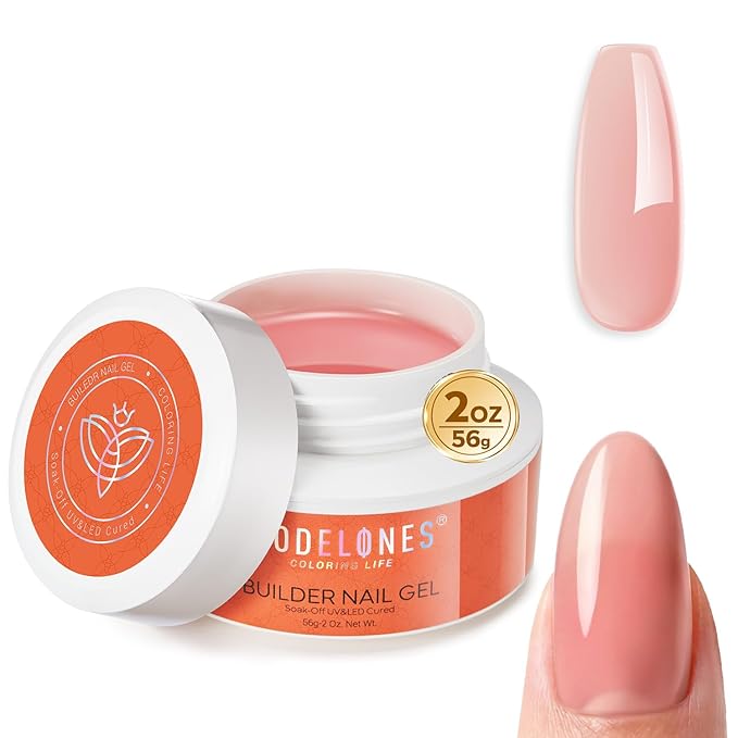 modelones Gel Builder for Nails, 10-in-One Builder Nude Rose Pink 2oz, High Thickness Hard Gel High Hardness for Extension Apex Building Sculpting Overlays Home Salon U V/LED Cured, 2oz