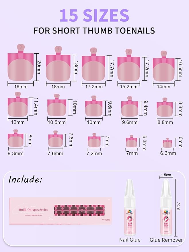 EBANKU 150 Pcs Press On Toenails French Tips, Colorful Square Short Toe Nail Tips Press On Fake Toenail Full Cover Artificial False Nail Tips with Glue for Women Home Salon DIY