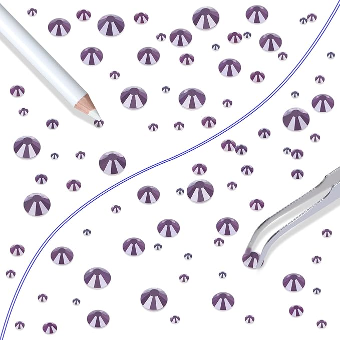 LPBeads 6000 Pieces Tanzanite Non Hotfix Rhinestones 6 Sizes Round Crystal Glass Flat Back Rhinestones with Tweezers and Picking Pen for Nail Art Crafts Clothes Bags DIY