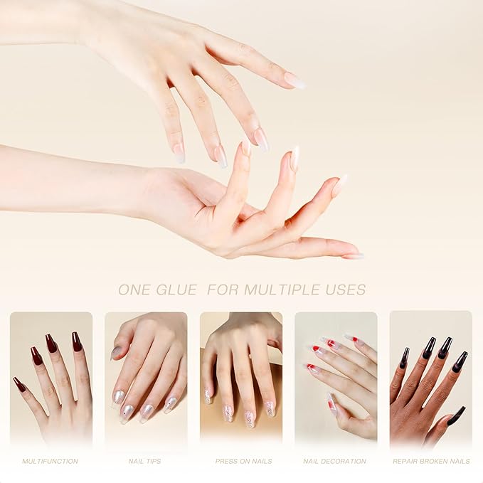 Morovan Acrylic Nail Kit & Nail Glue: Clear Pink White Acrylic Powder and Professional Liquid set & Brush On Nail Glue for Extension for Beginner