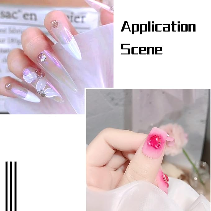 FASHEWELRY 240Pcs/Bag 3D Glass AB Color Nail Art Decoration Heart and Round Glass Cabochons Nail Art Studs for DIY Nail Art Decoration