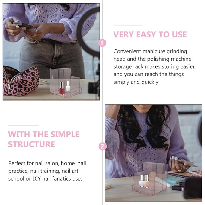 Beaupretty Nail Supplies 2pcs Nail Drill Bits Holder Nail Drill Grinding Bit Organizer Nail Polisher Machine Display Case Nail Drill Kit